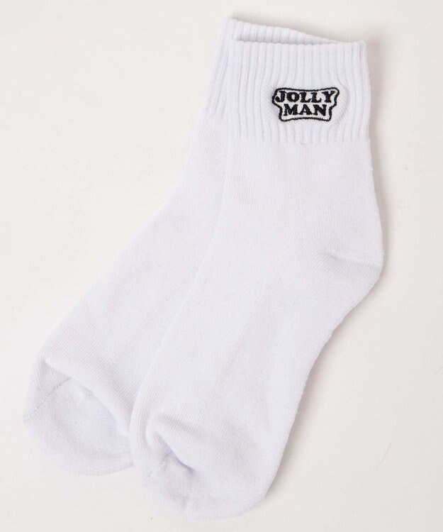 WEGO カラーロゴアンクルソックス ホワイト