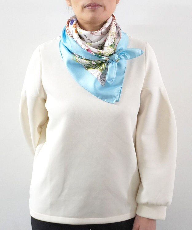 Marca ＜春の新色！＞【伝統横濱スカーフ】ハーブガーデン 大判 シルクツイル スカーフ ライトブルー