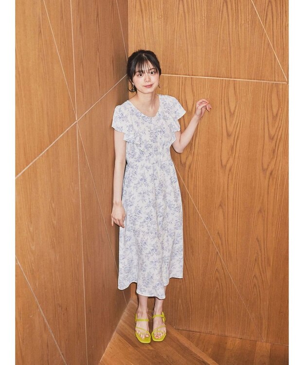 earth music&ecology フラワーフレアワンピース Ivory
