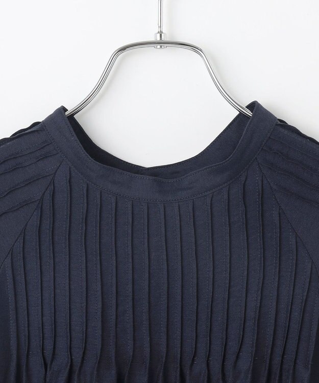 #Newans 【金子綾さんインスタライブご紹介アイテム】（前後着用可能）ピンタックシアーブラウス ネイビー