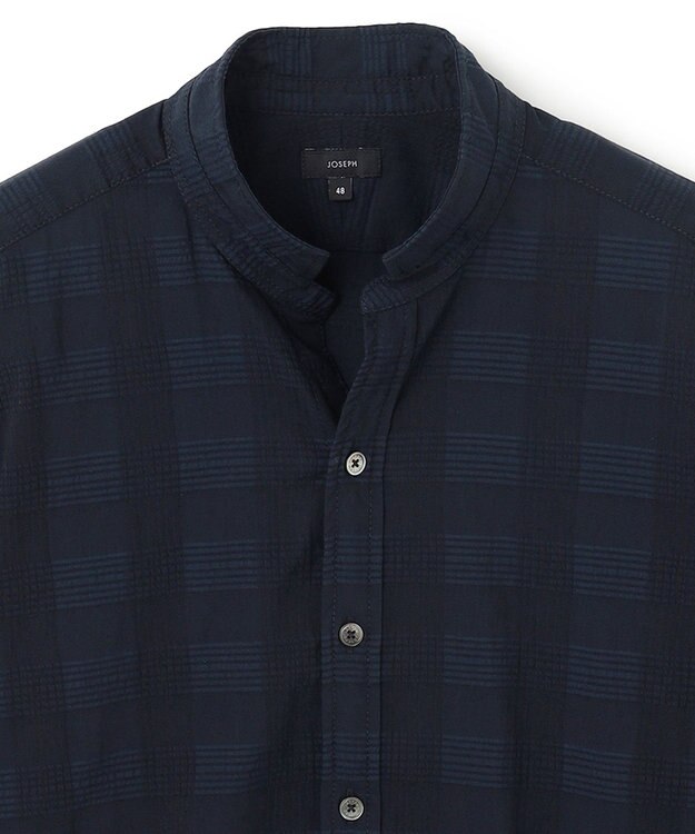 JOSEPH HOMME 【WEB・一部店舗限定】ドビーチェックストレッチ　ウイングカラーシャツ ネイビー系