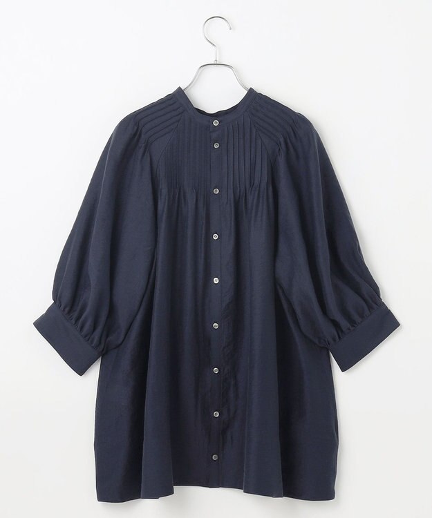 #Newans 【金子綾さんインスタライブご紹介アイテム】（前後着用可能）ピンタックシアーブラウス ネイビー