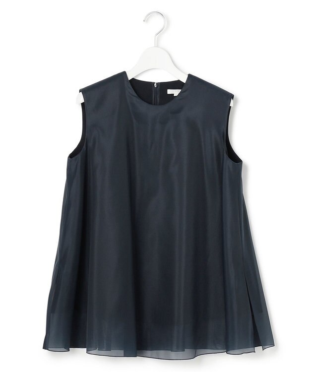 23区 【R(アール)】ライトダブルクロス オーガンジー コンビブラウス ネイビー系