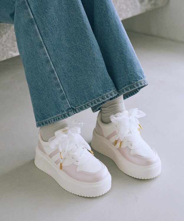 Maison de FLEUR レースリボン厚底スニーカー Light Pink