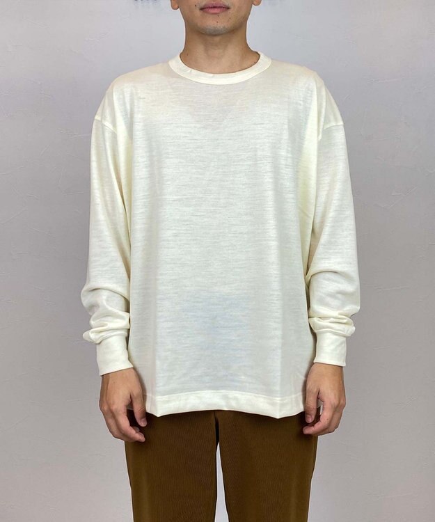 KASHIYAMA 【ウォッシャブル】ウールジャージークルーネックニット オフホワイト