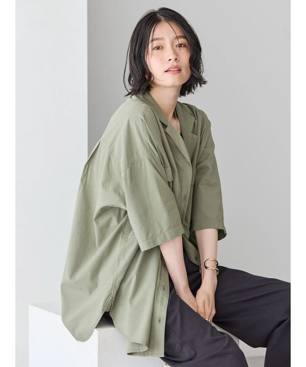 AMERICAN HOLIC 接触冷感＋ＵＶカットＷポケットＢＩＧシャツチュニック Khaki