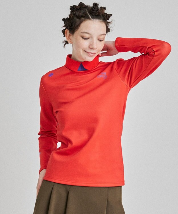 PW CIRCULUS 【WOMEN】裏フリースモックネックT レッド系