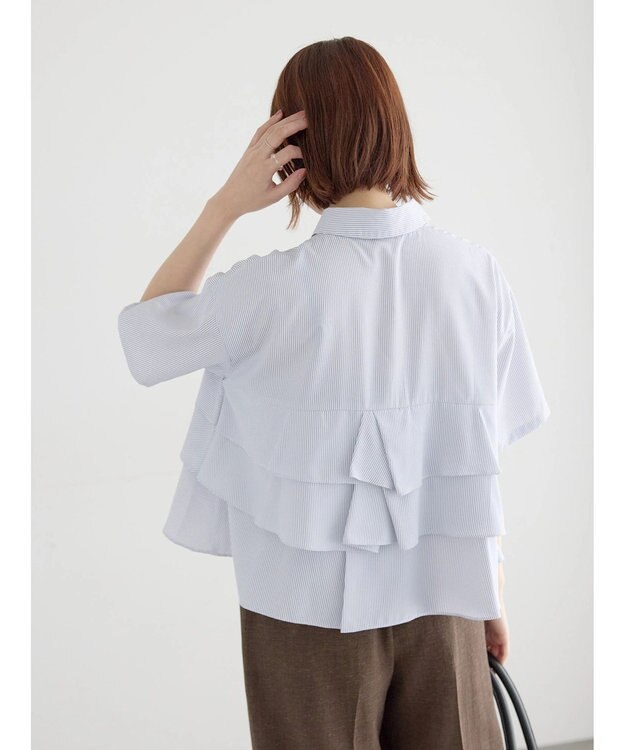 Te chichi 半袖ティアードフリルクロップトシャツ グレー