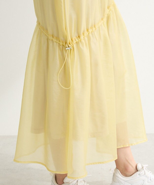 Green Parks シアーシャイニードロストティアードスカート Light Yellow