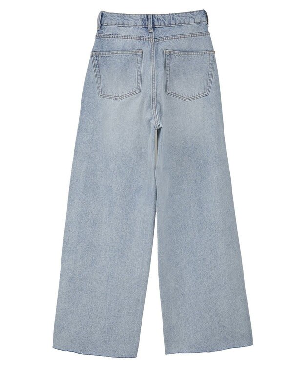 earth music&ecology 【セルフカット可】ワイドデニムパンツ Light Indigo