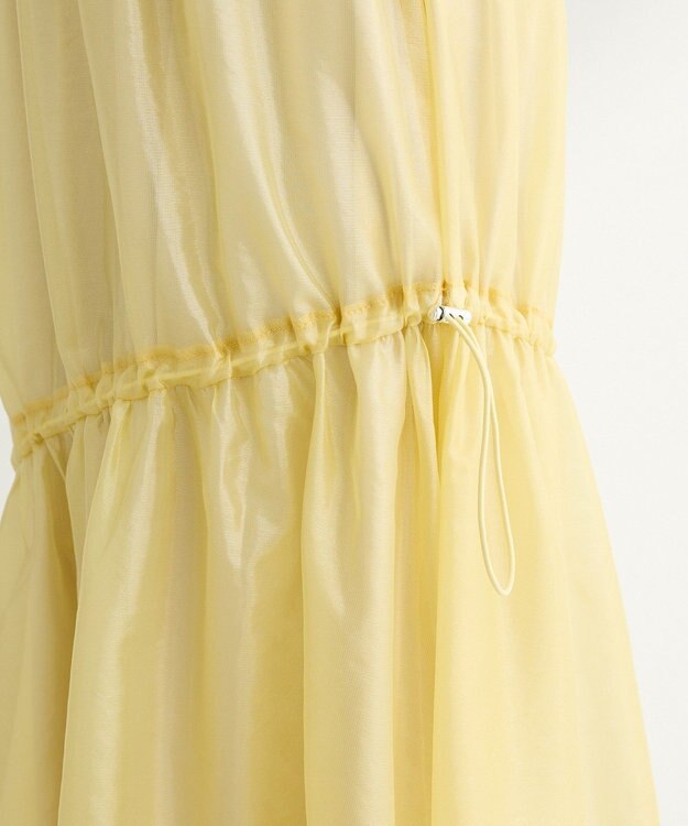Green Parks シアーシャイニードロストティアードスカート Light Yellow