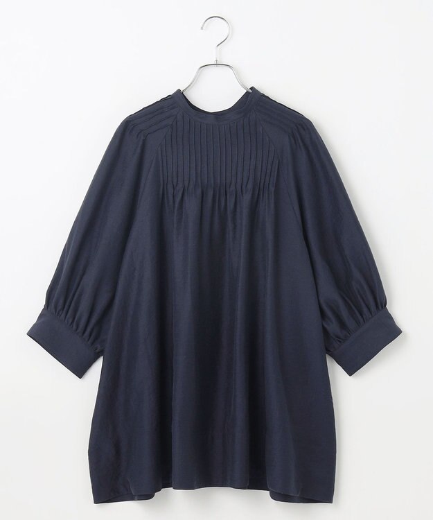 #Newans 【金子綾さんインスタライブご紹介アイテム】（前後着用可能）ピンタックシアーブラウス ネイビー