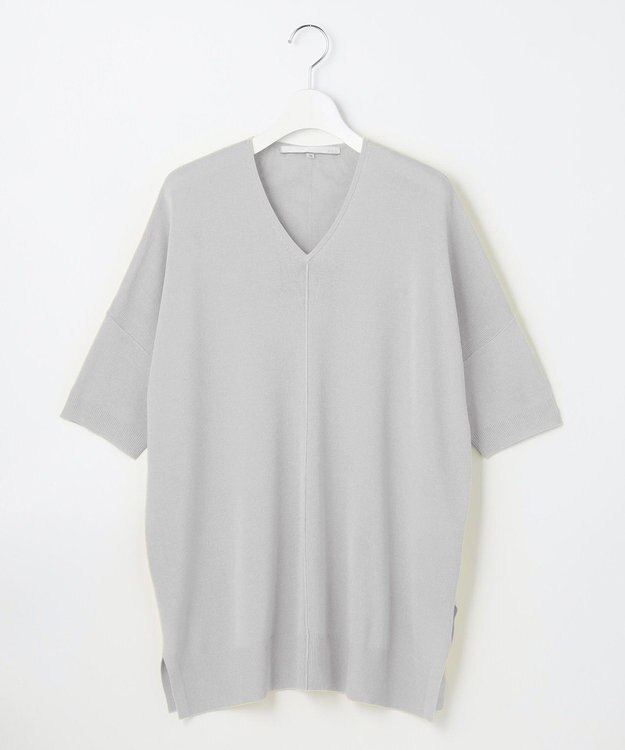 自由区 【新型登場！/WEB限定カラー有】ハイツイストコットンアセテート ニット5分袖 ライトグレー系