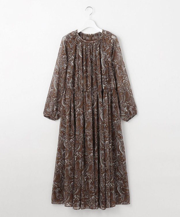 自由区 L 【SHIHOさん着用】ペイズリープリント ワンピース モカ
