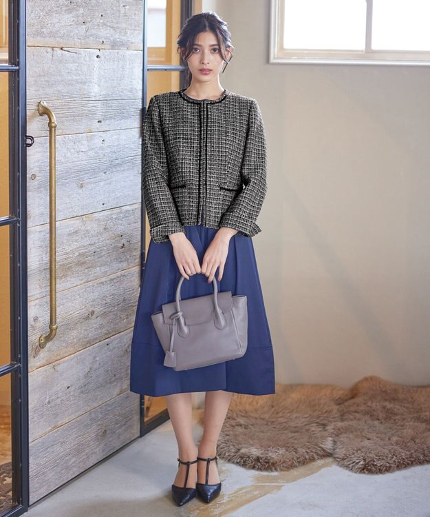 Tiaclasse ラメツイードジャケット ブラック