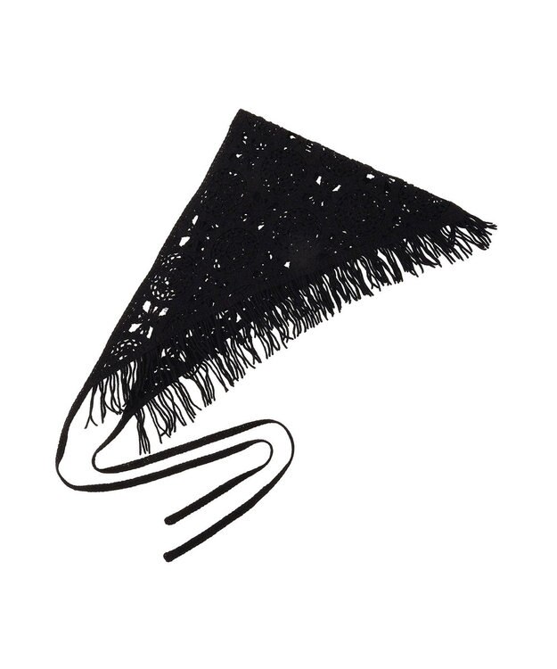 earth music&ecology マルチクロシェスカーフ Black