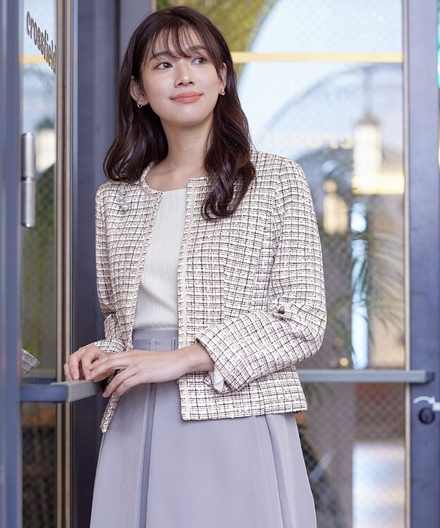 Tiaclasse ラメツイードジャケット オフホワイト