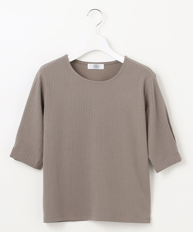 J.PRESS LADIES L ワイドリブジャージー タックスリーブ カットソー モカ系