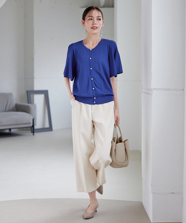 Tiaclasse 【洗える】フレアスリーブカーディガン ディープブルー