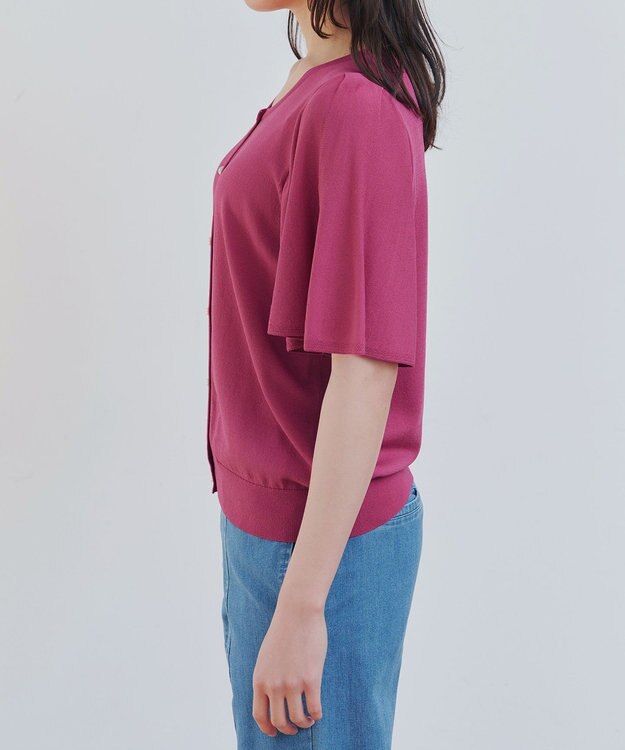 Tiaclasse 【洗える】フレアスリーブカーディガン ディープピンク