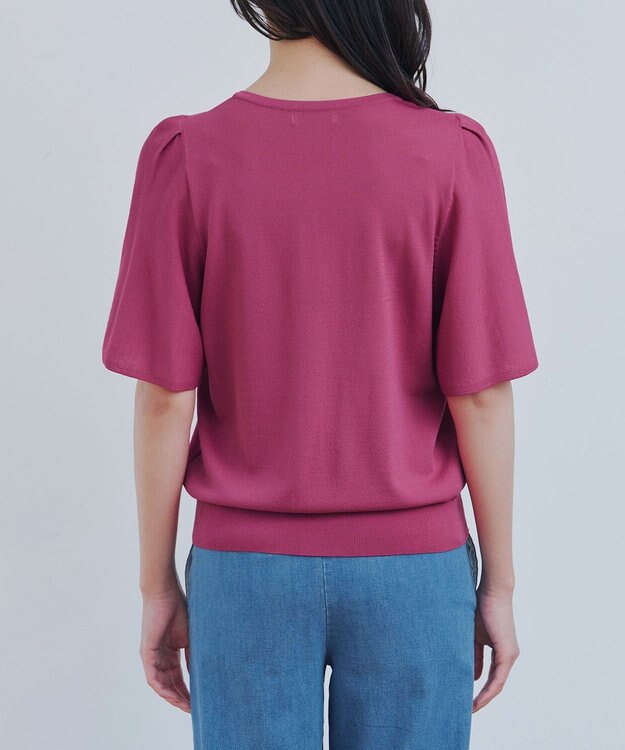 Tiaclasse 【洗える】フレアスリーブカーディガン ディープピンク