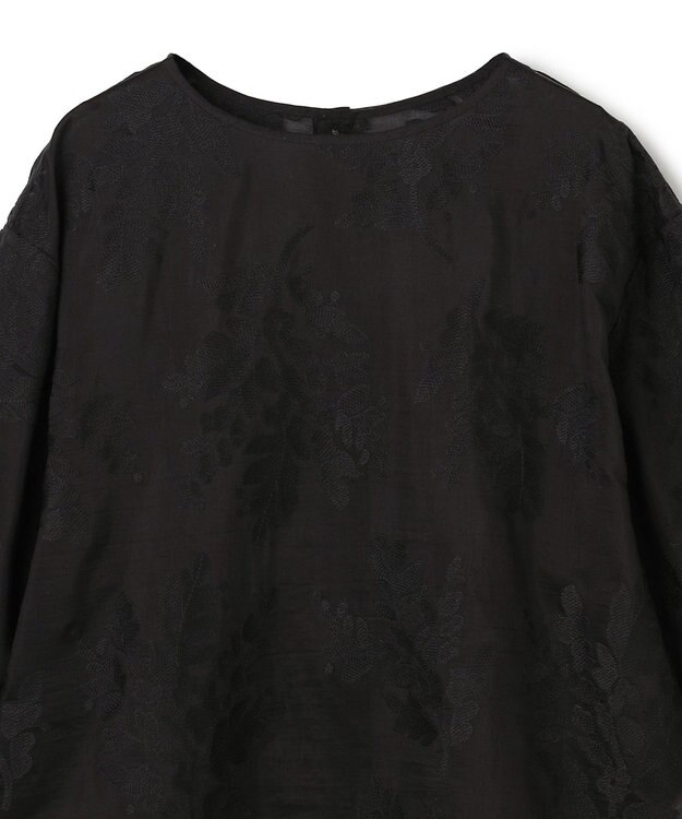 UNFILO L 【前後着用可能の2WAY仕様】ボタニカル エンブロイダリー ブラウス ブラック