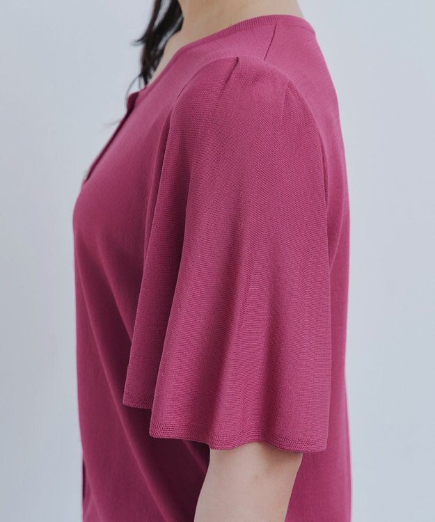 Tiaclasse 【洗える】フレアスリーブカーディガン ディープピンク