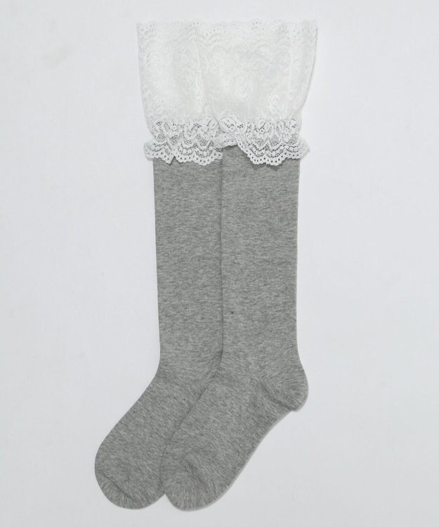 WEGO レース切替ハイソックス ライトグレー