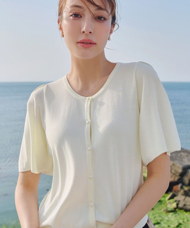 Tiaclasse 【洗える】フレアスリーブカーディガン オフホワイト