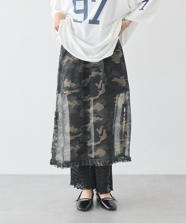 earth music&ecology レイヤードスカート(Long) Camouflage