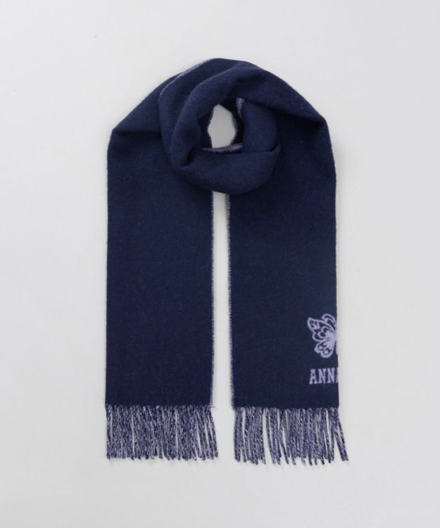 AURORA 【 ANNA SUI（アナ スイ）】ウールリバーシブルマフラー パープル