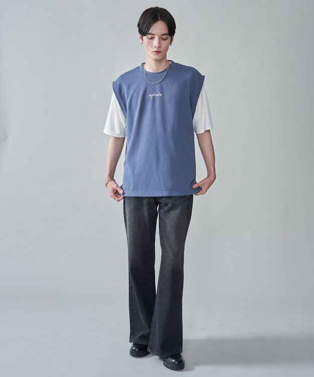 WEGO 【２点セット/ベスト×Tシャツ】アンサンブルベスト（SS） ブルー