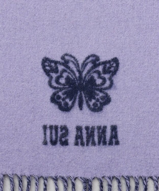AURORA 【 ANNA SUI（アナ スイ）】ウールリバーシブルマフラー パープル