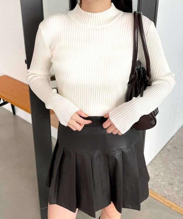 WEGO リブハイネックショートニット オフホワイト