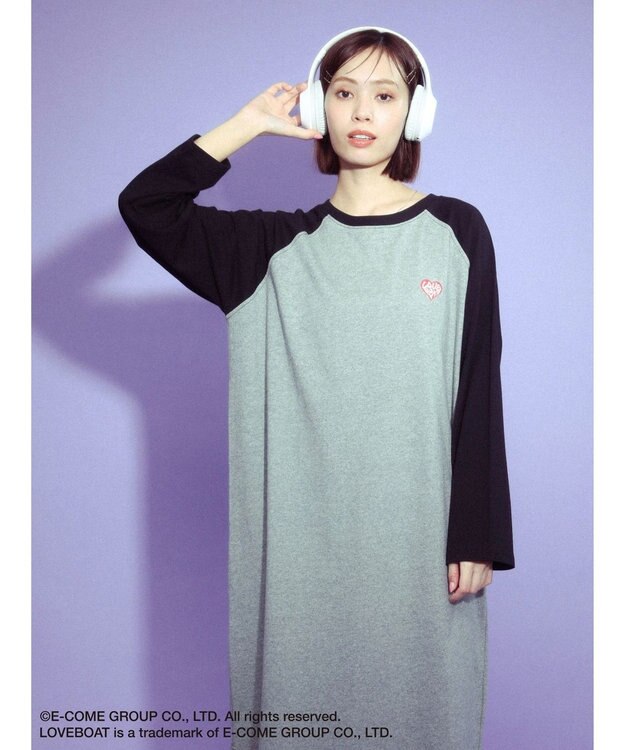 Green Parks ■別注　ＬＯＶＥ　ＢＯＡＴ　ラグランワンピース Gray