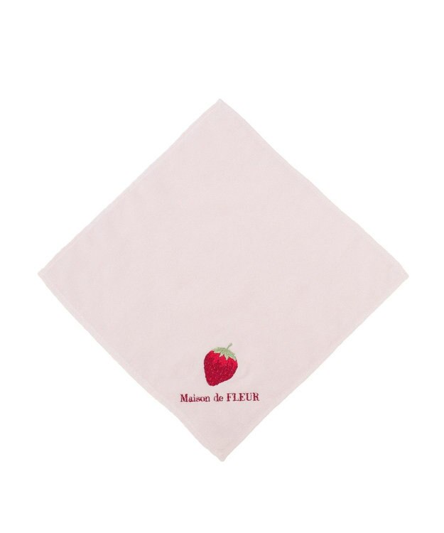 Maison de FLEUR いちご刺繍タオルハンカチ Pink
