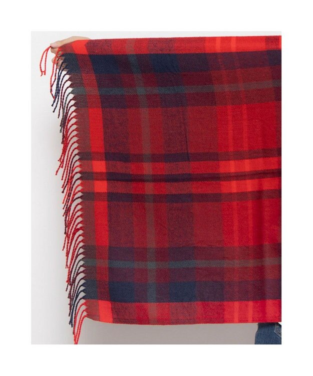 UNBILLION カシュネ cache nez / ウール混チェックストール レッド