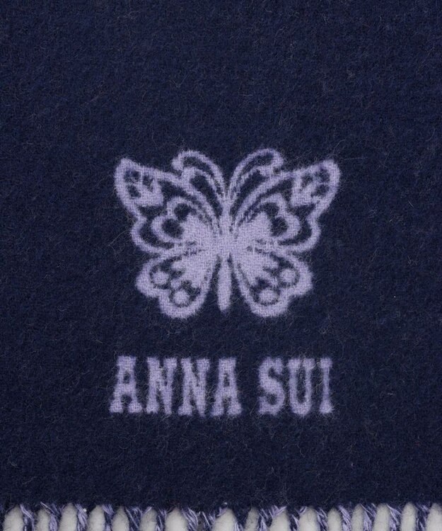 AURORA 【 ANNA SUI（アナ スイ）】ウールリバーシブルマフラー パープル