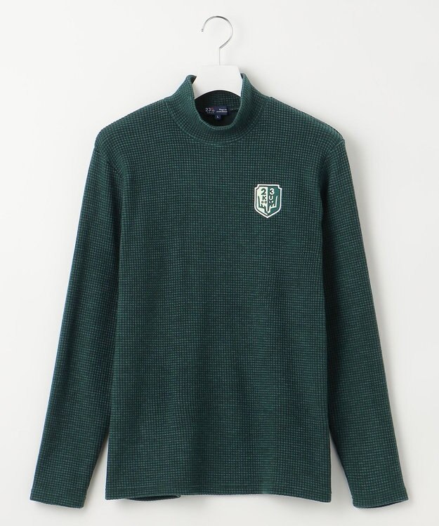 23区GOLF 冬の定番トップス【MEN】【吸湿発熱】グランサーモワッフル モックネックシャツ ダークグリーン系