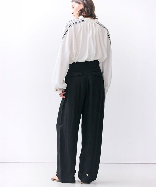 BEIGE， BERNARD / リネン混 ヘムタグ 2WAYパンツ Black