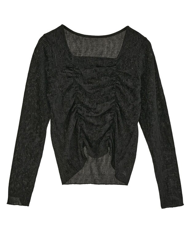 earth music&ecology プリーツベロア風ギャザープルオーバー Black