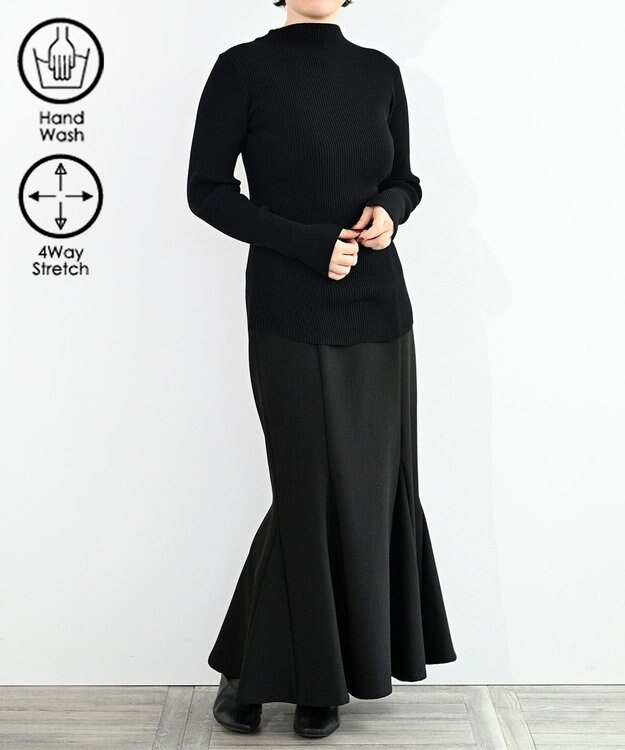 FORFORMO High-stretch Lib Knit Tops ハイストレッチリブニットトップス ブラック