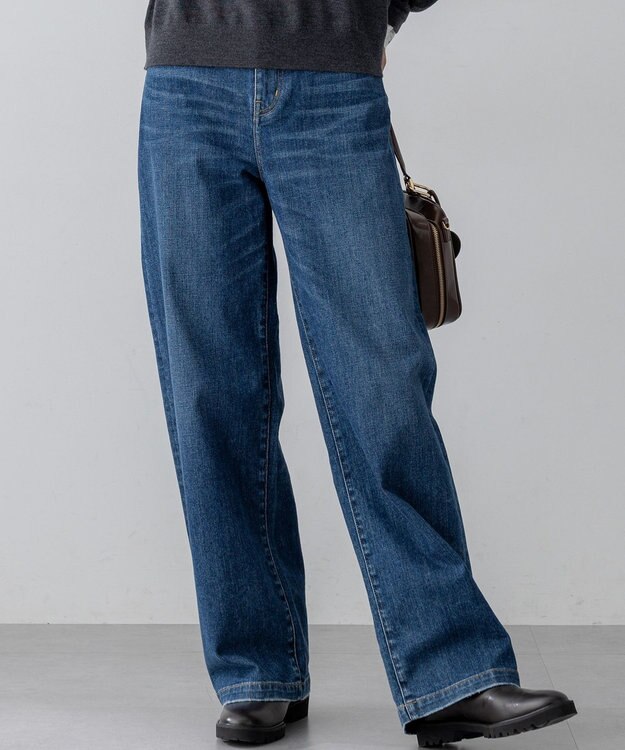 23区 S 【滝沢眞規子さん着用/VERY掲載/洗える】23区DENIM ストレッチ ワイドパンツ ウォッシュドブルー系