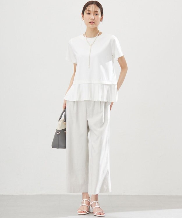 組曲 リネンレーヨンワイド パンツ グレージュ系