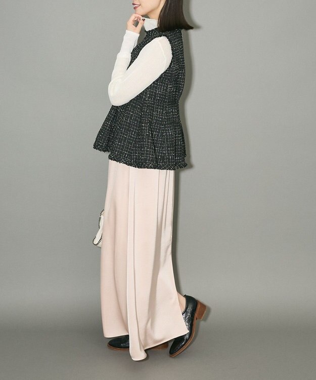 Green Parks ツイードペプラムベスト Black