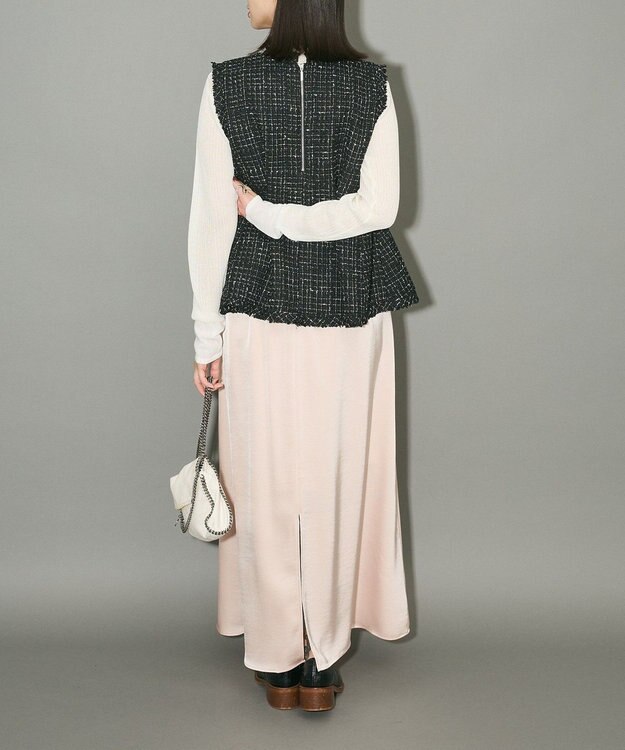 Green Parks ツイードペプラムベスト Black