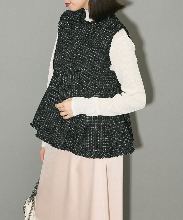 Green Parks ツイードペプラムベスト Black