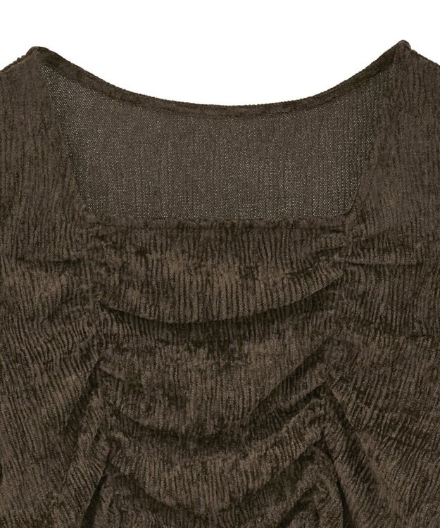 earth music&ecology プリーツベロア風ギャザープルオーバー Brown