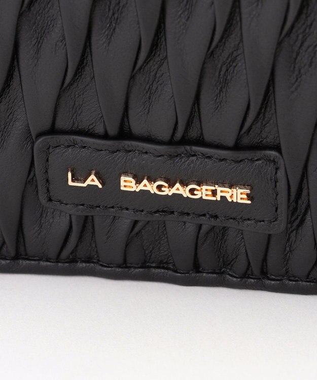 LA BAGAGERIE シープレザープリーツ加工二つ折り財布 ブラック
