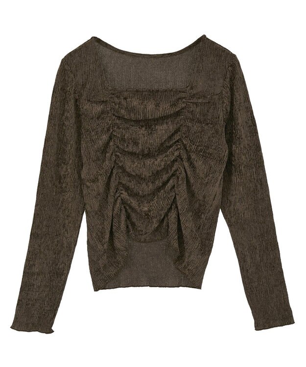 earth music&ecology プリーツベロア風ギャザープルオーバー Brown